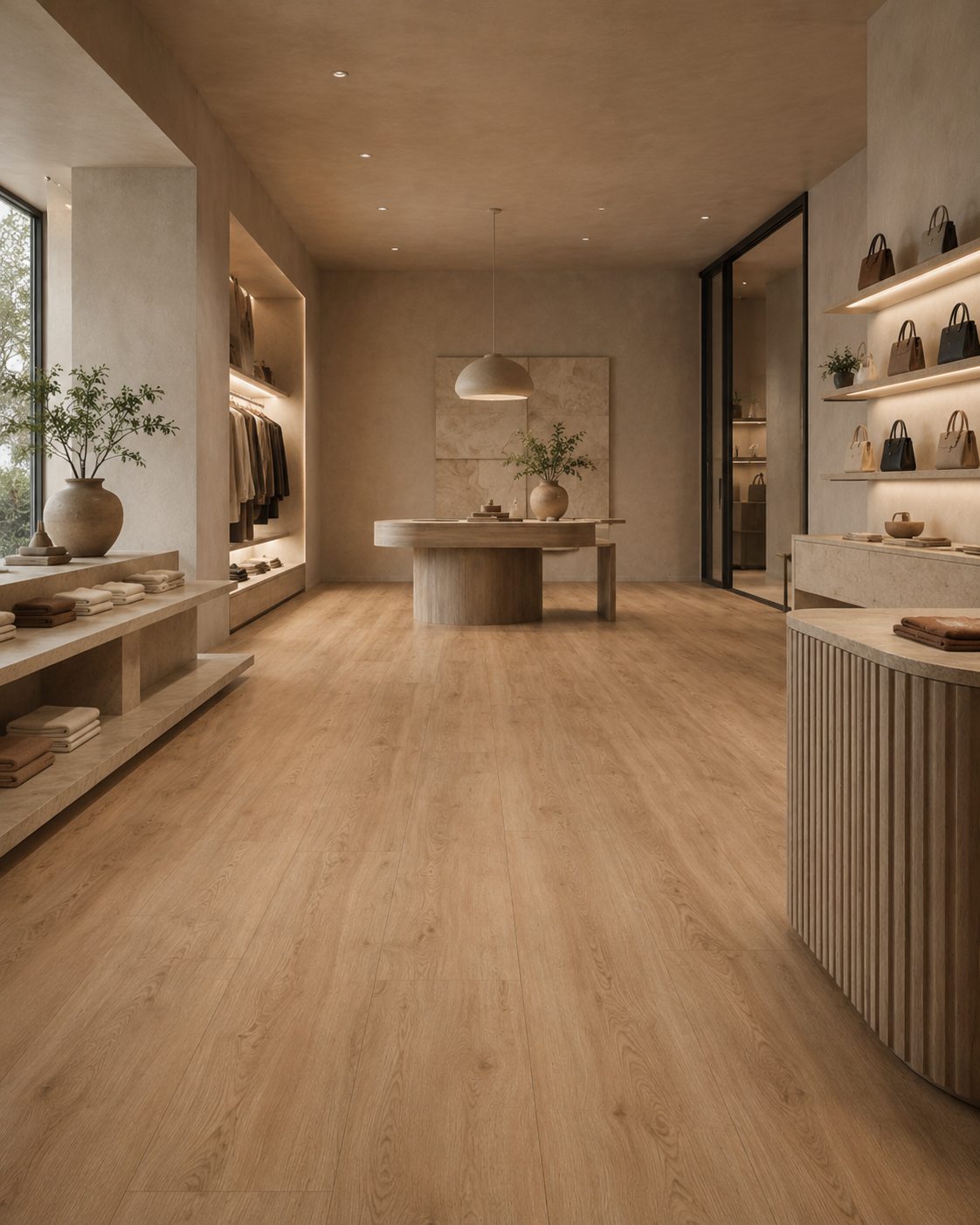 Piso SPC para locales comerciales y retail, alto tránsito, Nudra
